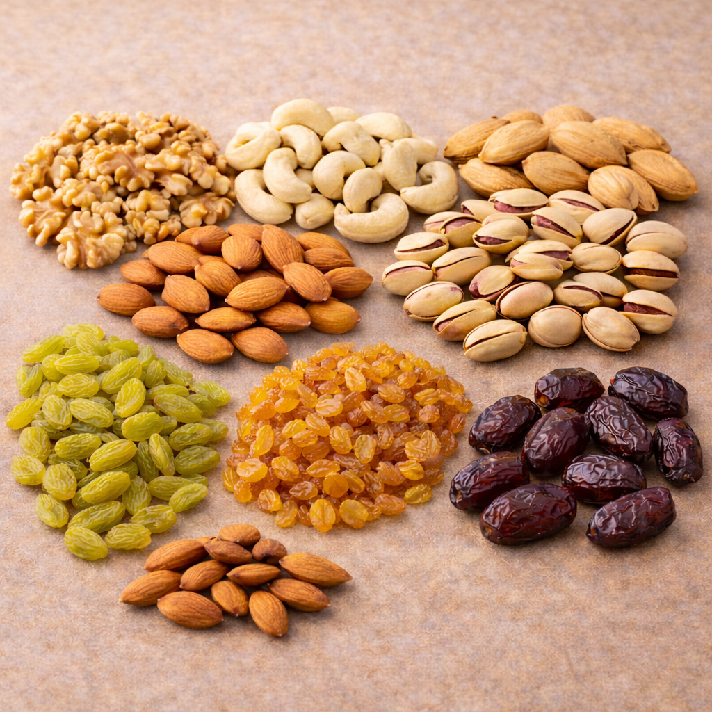 Alle Nüsse und Trockenfrüchte