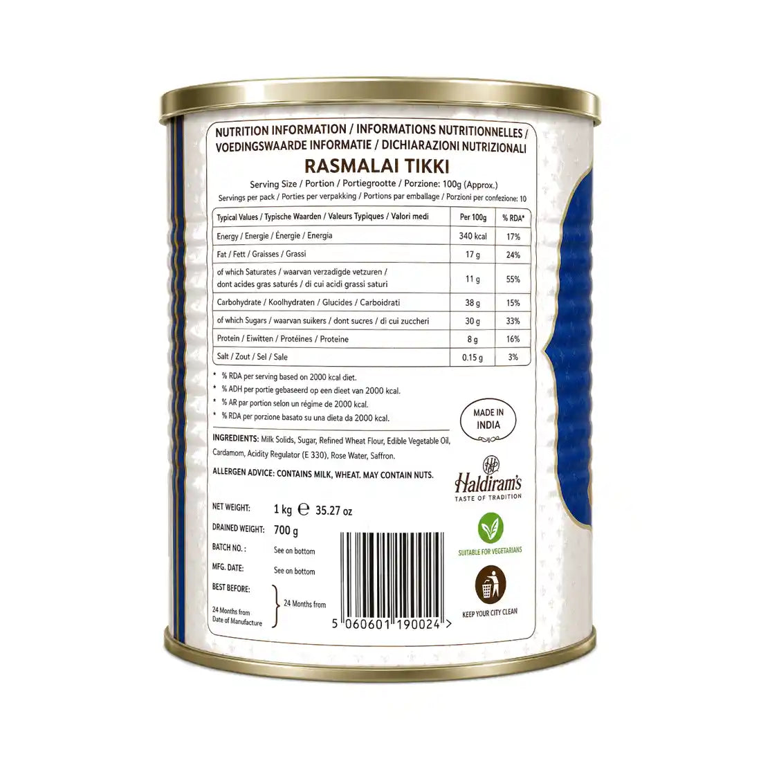 Rasmalai Tikki canned – Cottage Cheese Patties in Sweetened Milk